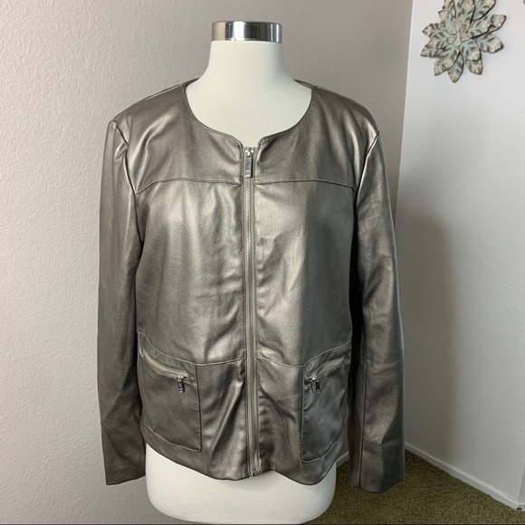 Liz Claiborne NWT Faux Leather Jacket Blazer - Picture 8 of 11